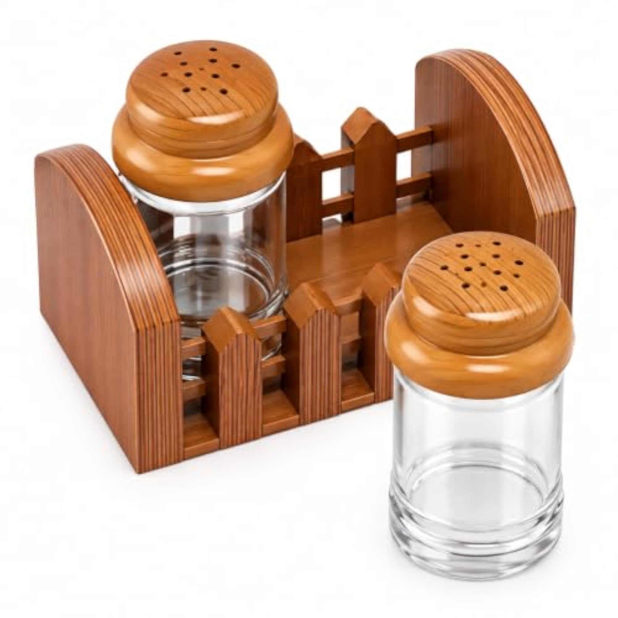 2-Piece Glass Salt and Pepper Shaker Set with Holder